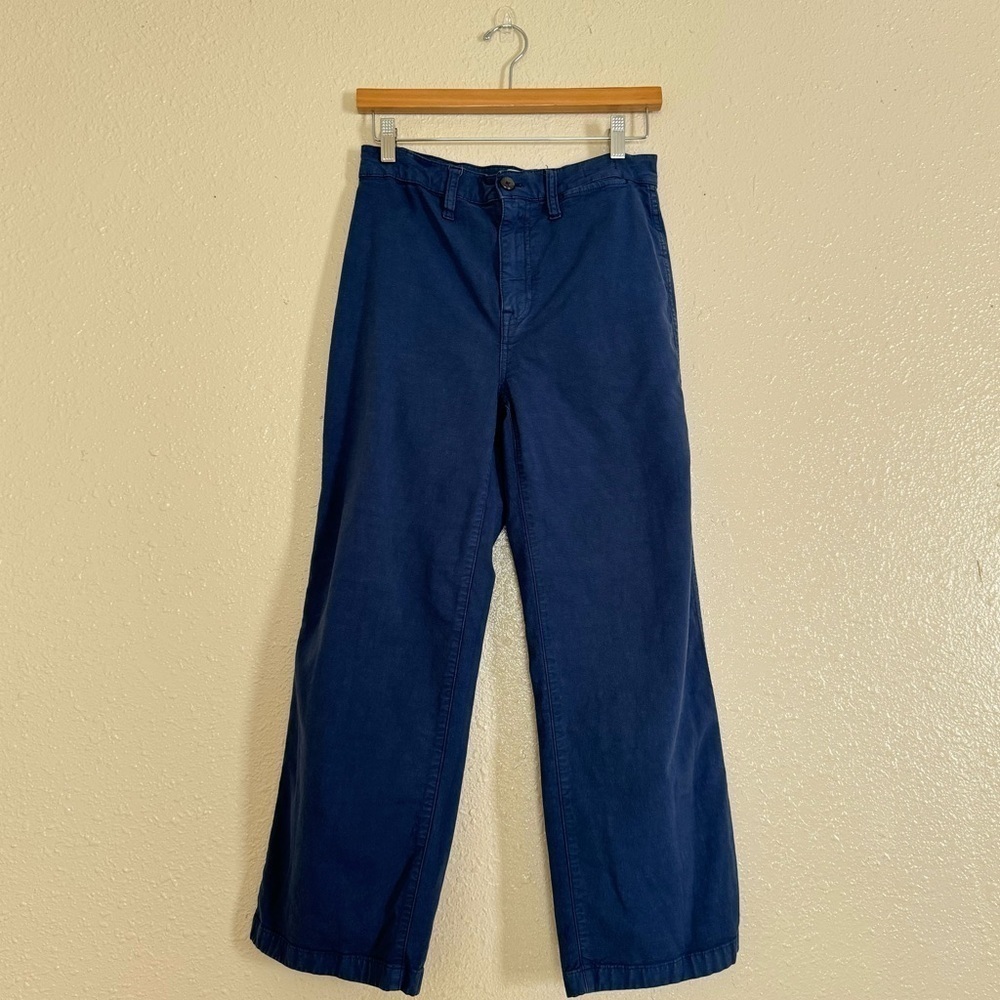 J. Crew Wide Leg Crop Blue Dyed Pants Preppy Classic Zoey Deschanel New Girl